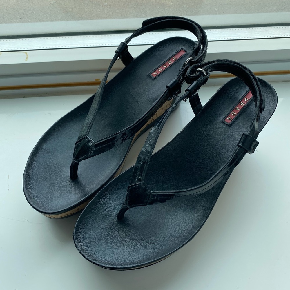 Prada Platform Wedge Sandals